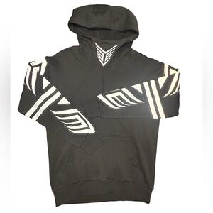 Dolls Kill clubEXX black oversized rave hoodie reflective detail festival NWT S